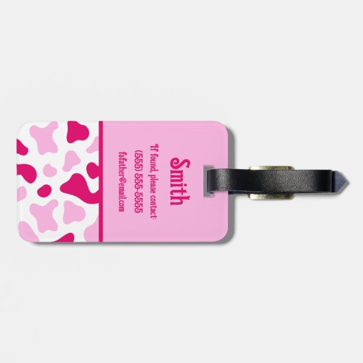 Rosa Kuh-Druck, Farbblockkid Gepäckanhänger (Rückseite horizontal)