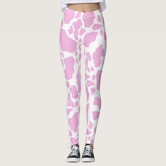 Rosa Kuh drucken Leggings (Vorderseite)
