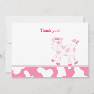 Rosa Kuh Flat Vielen Dank Mitteilungskarte