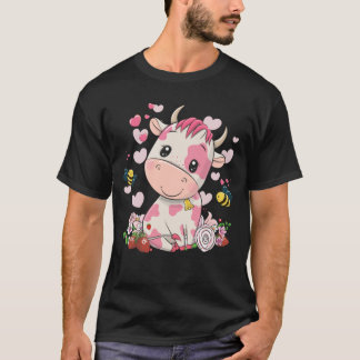 Rosa Kuh Haustier Geschenk für Mädchen Kinder T-Shirt