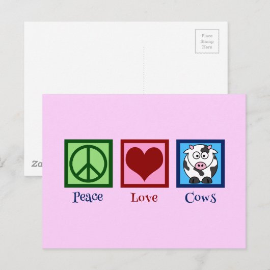 Rosa Kuh Postkarte (Vorne/Hinten)