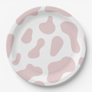 Rosa Kuhdruck Kleine Cowgirl Baby Shower Pappteller