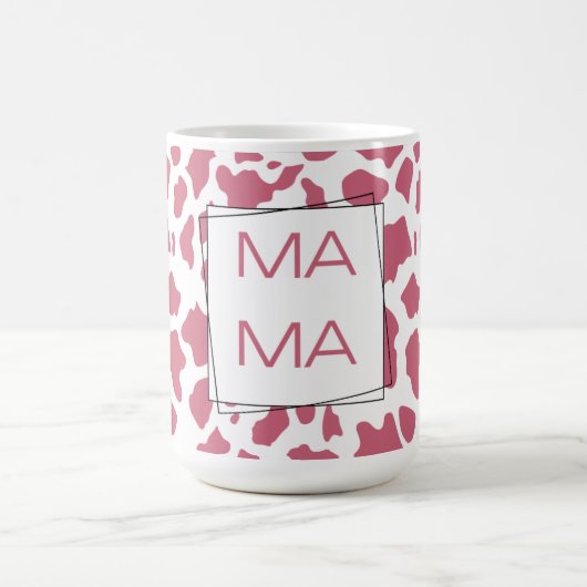 Rosa Kuhdruck „MAMA“ Kaffeetasse (Mittel)
