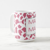 Rosa Kuhdruck „MAMA“ Kaffeetasse (Vorderseite Links)