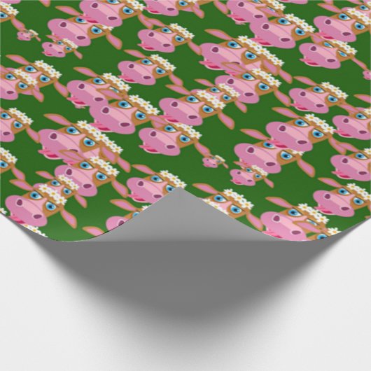 Rosa Kühe Geschenkpapier (Ecke)