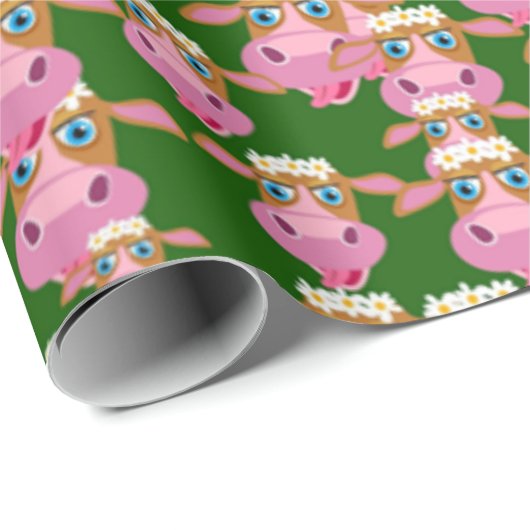 Rosa Kühe Geschenkpapier (Rolleneckpunkt)