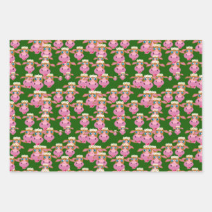 Rosa Kühe Geschenkpapier Set