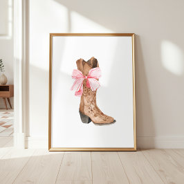 Rosa Kuhgirl-Stiefel-Mädchenhaft-westliche Wandkun Poster