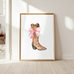 Rosa Kuhgirl-Stiefel-Mädchenhaft-westliche Wandkun Poster