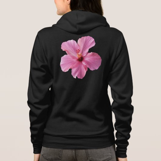 Rosa kundengebundene Schablone Hibiskus-Hawaiis Hoodie (Rückseite)