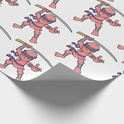 Rosa kundengerechtes Ninja Muster Geschenkpapier (Ecke)