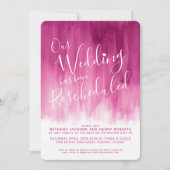 Rosa-Kunst Hochzeit neu geplant Einladung (Vorderseite)