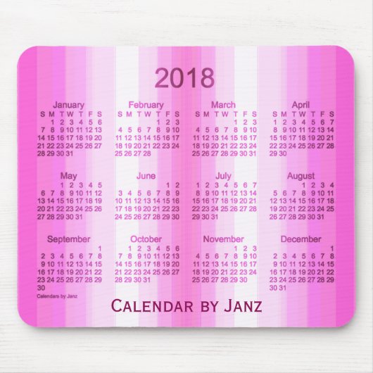 Rosa Kunst-Kalender des Vorhang-2018 durch Janz Mousepad (Vorne)