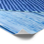 Rosa Künstlerische Blume auf Blue-wood-Textur Poster (Ecke)