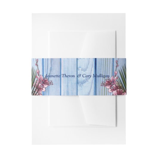 Rosa Künstlerische Blume auf dem Bauchband aus Bla Einladungsbanderole (Vorderseite Beispiel)