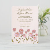 Rosa Künstlerische Rose Blumenzwiebeleinladung Einladung (Stehend Vorderseite)