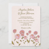 Rosa Künstlerische Rose Blumenzwiebeleinladung Einladung (Vorderseite)