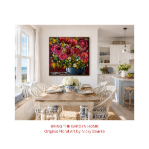Rosa-Kunstprint Farbige florale Wandkunst Poster