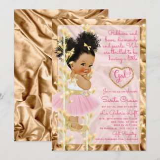 Rosa Kupfer-Gold-Babydusche Einladung