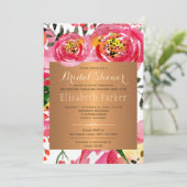 Rosa Kupfer Rose Brautparty Einladung (Stehend Vorderseite)