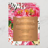 Rosa Kupfer Rose Brautparty Einladung (Vorne/Hinten)