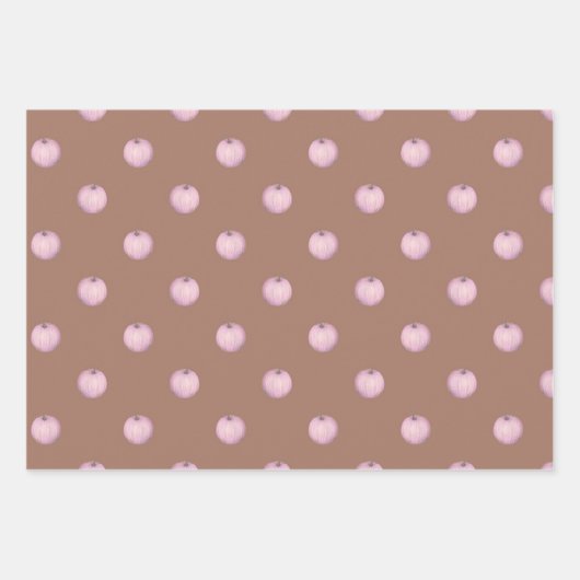 Rosa Kürbis auf Mocha Green und Orange Geschenkpapier Set (Vorderseite 3)