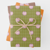 Rosa Kürbis auf Mocha Green und Orange Geschenkpapier Set (Beispiel)