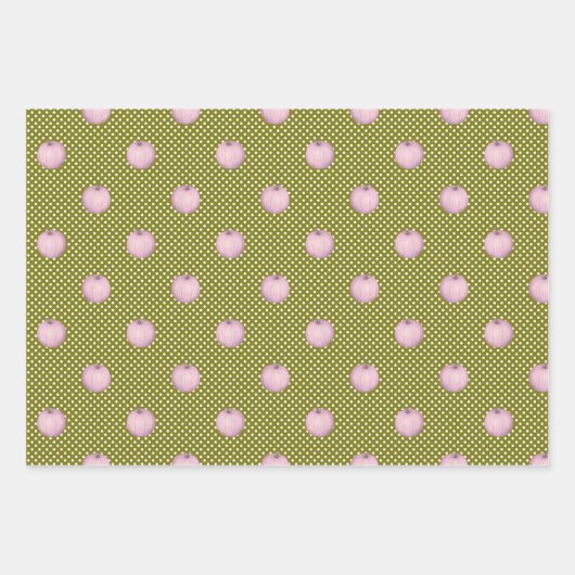 Rosa Kürbis auf Mocha Green und Orange Geschenkpapier Set (Vorderseite)