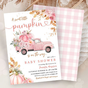 Rosa Kürbis-Baby-Party Mädchen Kleiner Kürbis-LKW Einladung