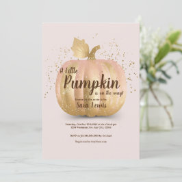 Rosa Kürbis Babydusche Goldkürbis Einladung