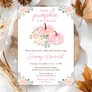 Rosa Kürbis-Blumen-Baby-Party Einladung