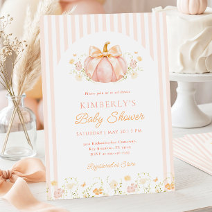 Rosa Kürbis-Blumen-Baby-Shower-Einladung Einladung