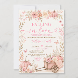 Rosa Kürbis Blumen Falling in love Baby Shower Einladung