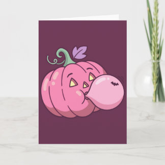 Rosa Kürbis Bubble Gum Süße Pastell-Halloween Karte