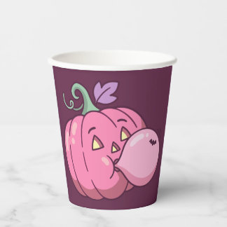 Rosa Kürbis Bubble Gum Süße Pastell-Halloween Pappbecher