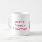 Rosa Kürbis Groovy Halloween Kaffeetasse (Vorderseite Links)