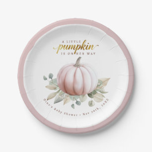 Rosa Kürbis Herbst-Baby-Party-Papierteller Pappteller
