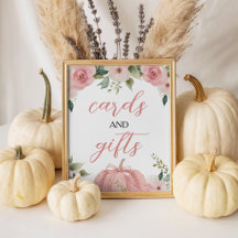 Rosa Kürbis-Karten & Geschenke-Tischschild 8x10