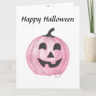 Rosa Kürbis-Kürbislaterne zu Halloween Karte