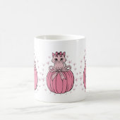 Rosa Kürbis mit Niedlicher Katze Kaffeetasse (Mittel)