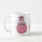 Rosa Kürbis mit Niedlicher Katze Kaffeetasse (Links)