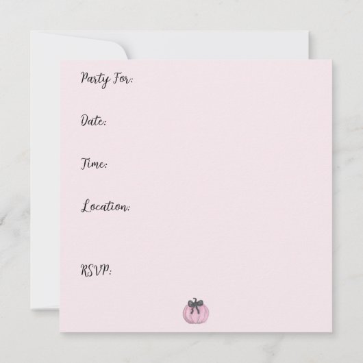 Rosa Kürbis mit schwarzem Bug Einladung (Rückseite)