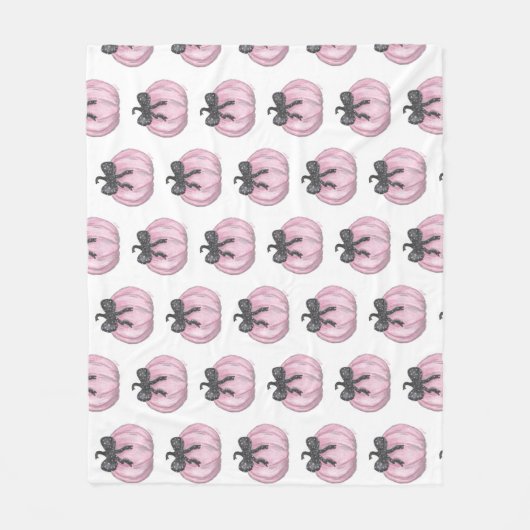 Rosa Kürbis mit schwarzem Bug Fleecedecke (Vorderseite)