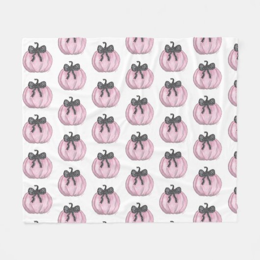 Rosa Kürbis mit schwarzem Bug Fleecedecke (Vorderseite (Horizontal))