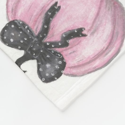 Rosa Kürbis mit schwarzem Bug Fleecedecke (Ecke)