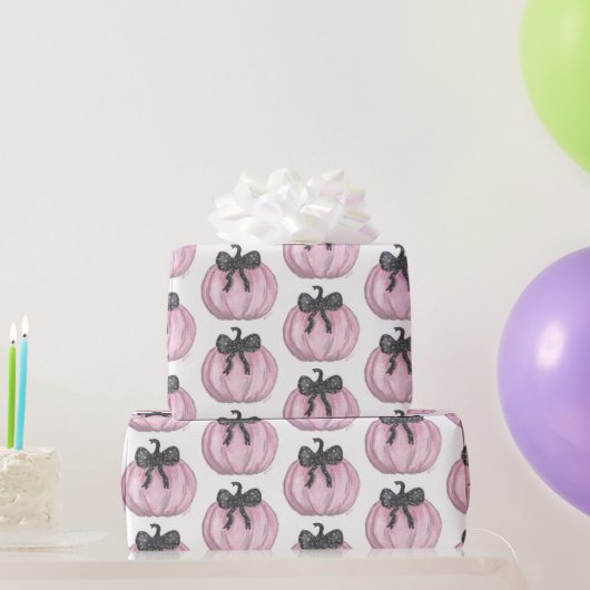 Rosa Kürbis mit schwarzem Bug Geschenkpapier (Partygeschenke)