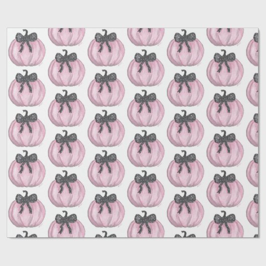 Rosa Kürbis mit schwarzem Bug Geschenkpapier (Flach)