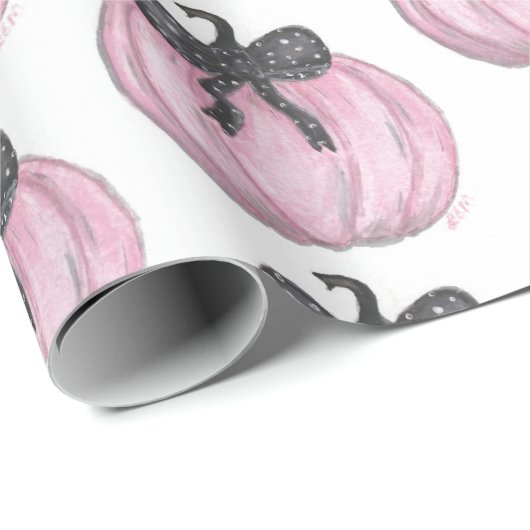 Rosa Kürbis mit schwarzem Bug Geschenkpapier (Rolleneckpunkt)