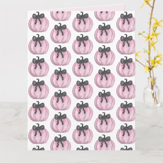 Rosa Kürbis mit schwarzem Bug Karte (Gelbe Blume)