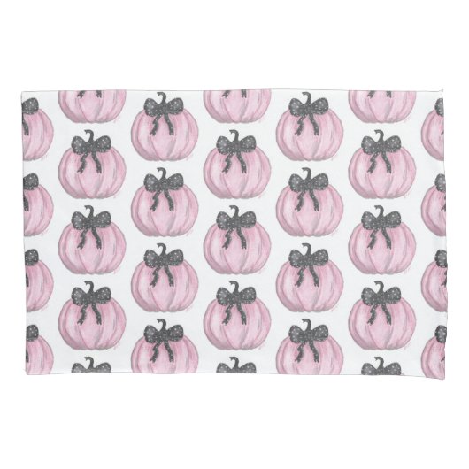 Rosa Kürbis mit schwarzem Bug Kissenbezug (Vorderseite)